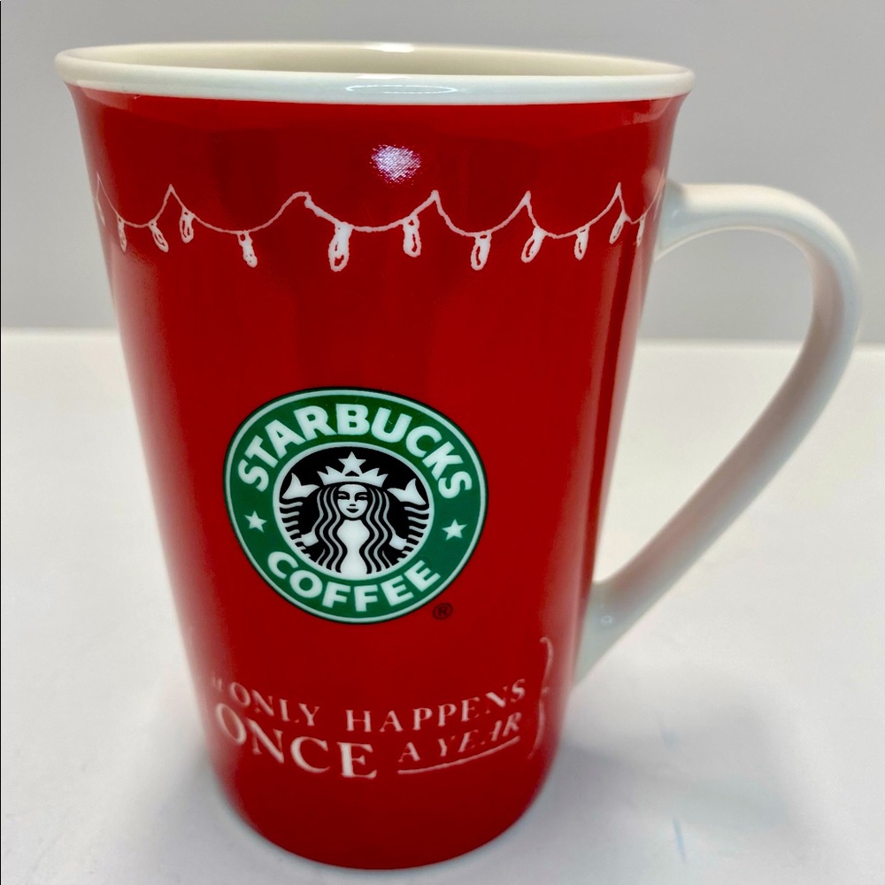 STARBUCKS (Siren Logo) 12oz Coffee Mug "It Only Happens Once a Year" & Stocking